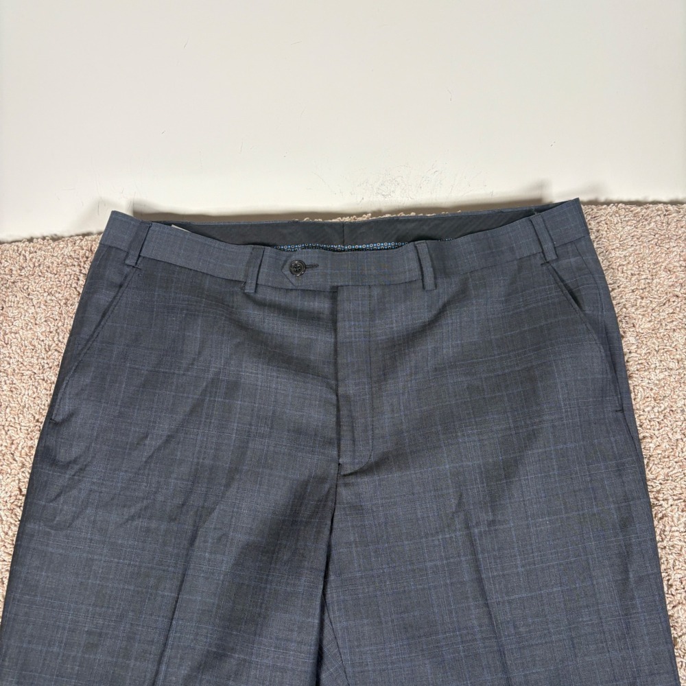 Lauren Ralph Lauren Mens 44R Suit 36x32 Charcoal Grey Blue Glen Plaid Wool Blend - Picture 11 of 16